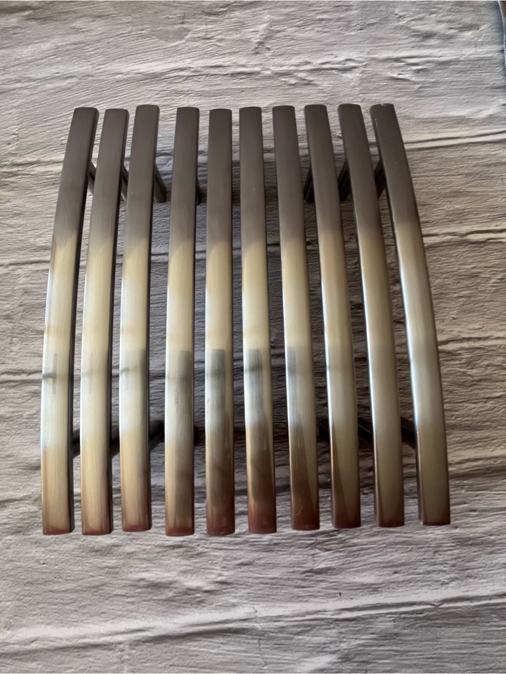 Contemporary Stainless Steel Satin Silver Nickel Bow Pull Handle Set of 10